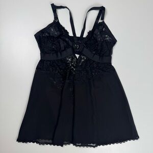 Torrid Black Floral Lace Strappy Babydoll Lingerie Size 1X Y2K Fairy Goth Grunge